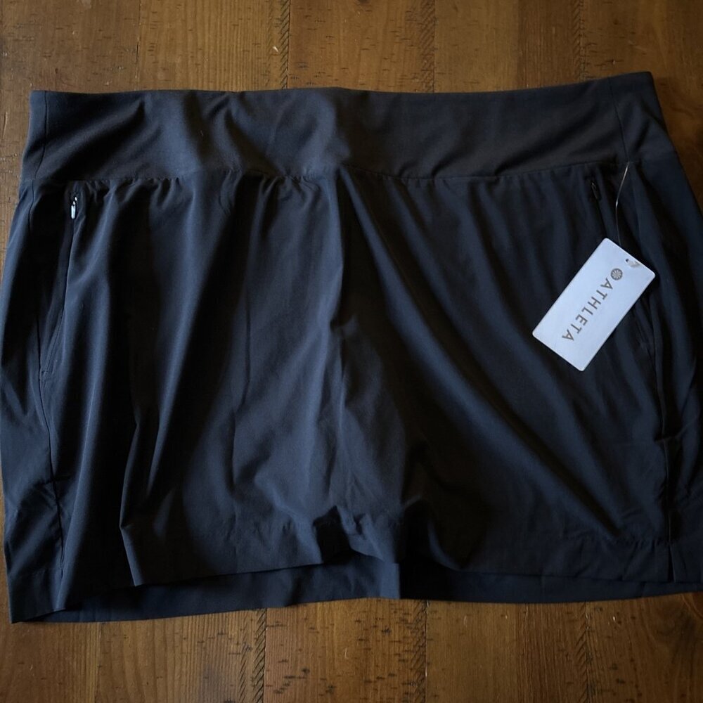 NWT MSRV $59 Athleta Black Sz 26 Featherweight Stretch Soho Skort Skirt #211382